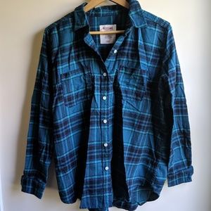 Blue and Black flannel long sleeve button up